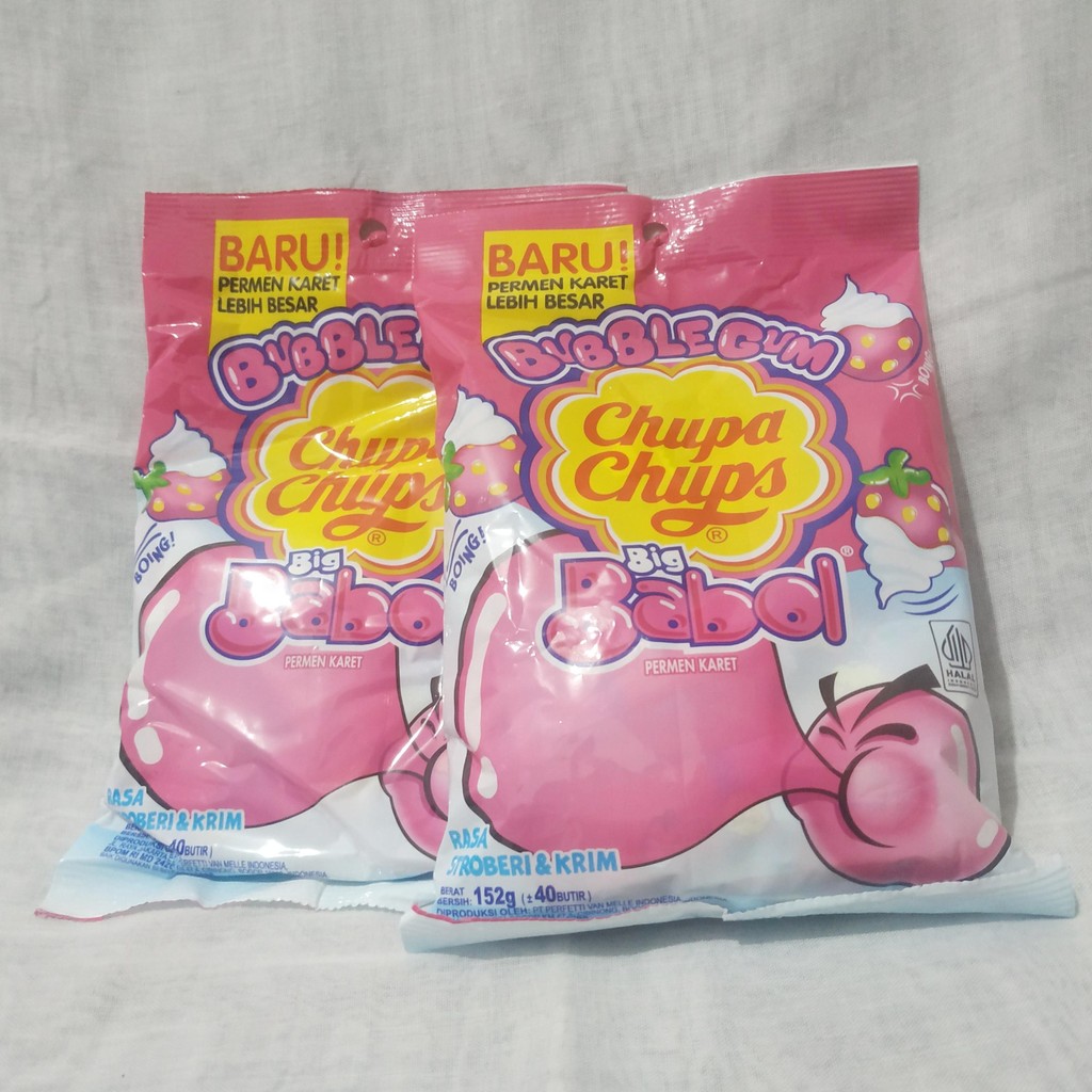 

MURAH - Permen Karet Big Babol Chupa Chups Bubblegum Rasa Stroberi dan Krim Isi 40 Butir