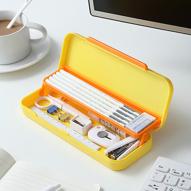 

Multifunctional Double Layer Pencil Case Large Capacity Office School Student Pen Stationery Storage Box Organizer 필통