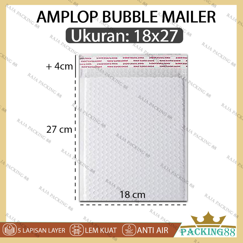 

Kantong Plastik Packing Bubble Mailer 18X27 Amplop Polymailer 5 Lapis Putih WHITE Bungkus Paket Usaha Online Shop Premium