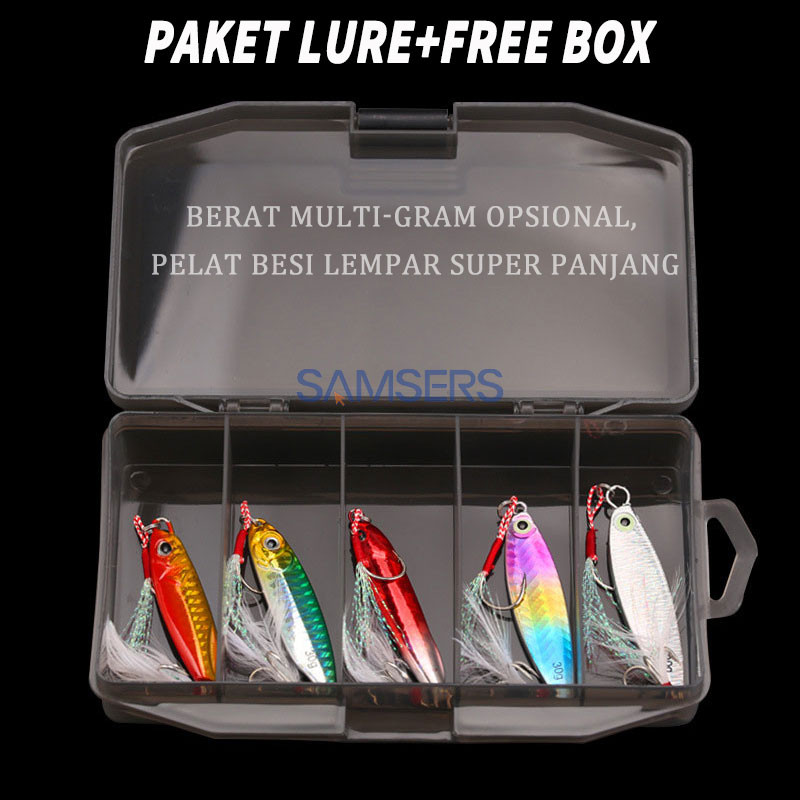 Set Kombinasi 5Pcs Metal Jig Umpan Pancing 7G/10G/15G/20G/30G Paket Lure Casting Hampala Murah + Box