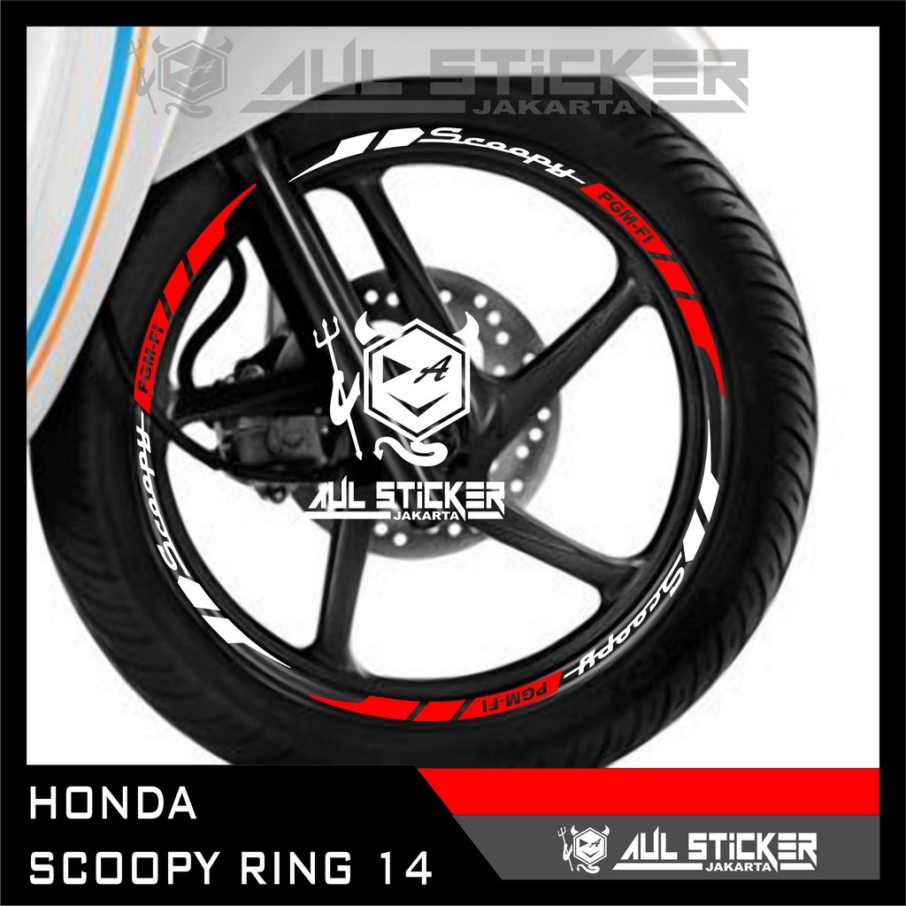 Sticker velg Honda SCOOPY FI OLD RING 14 SET DEPAN BELAKANG