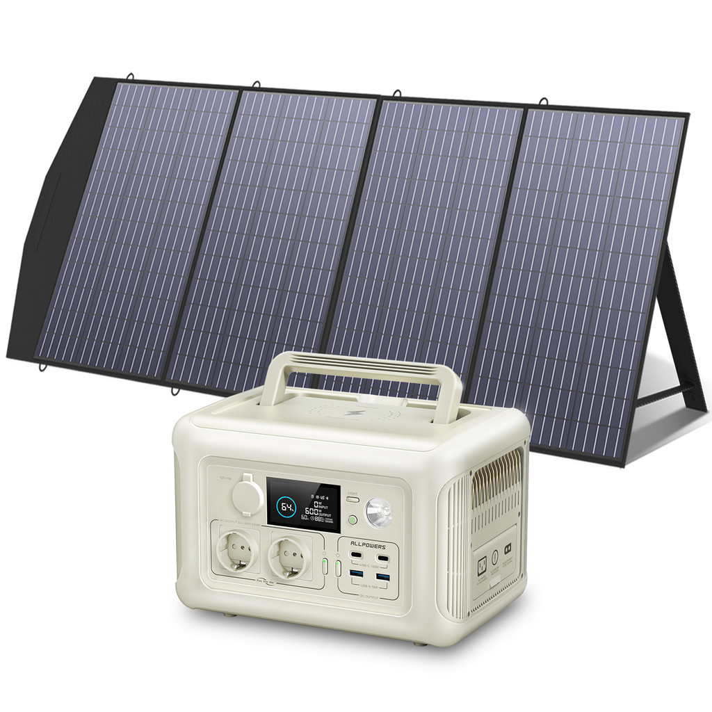 ALLPOWERS Solar Panel kit 100W 140W 200W Portable Solar Charger with Portable Power Station 600W  Li