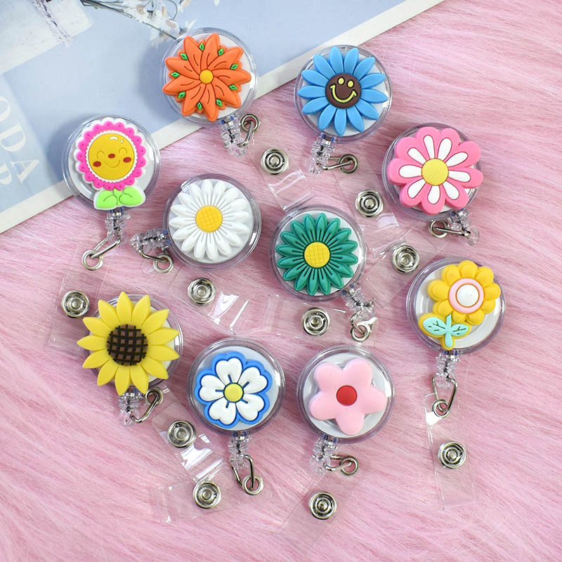 

1pcs Colorful Beautiful Flower And Cute Mushroom Retractable Card Holder Badge Reel Nurse Doctor Name Card Exhibition ID Card