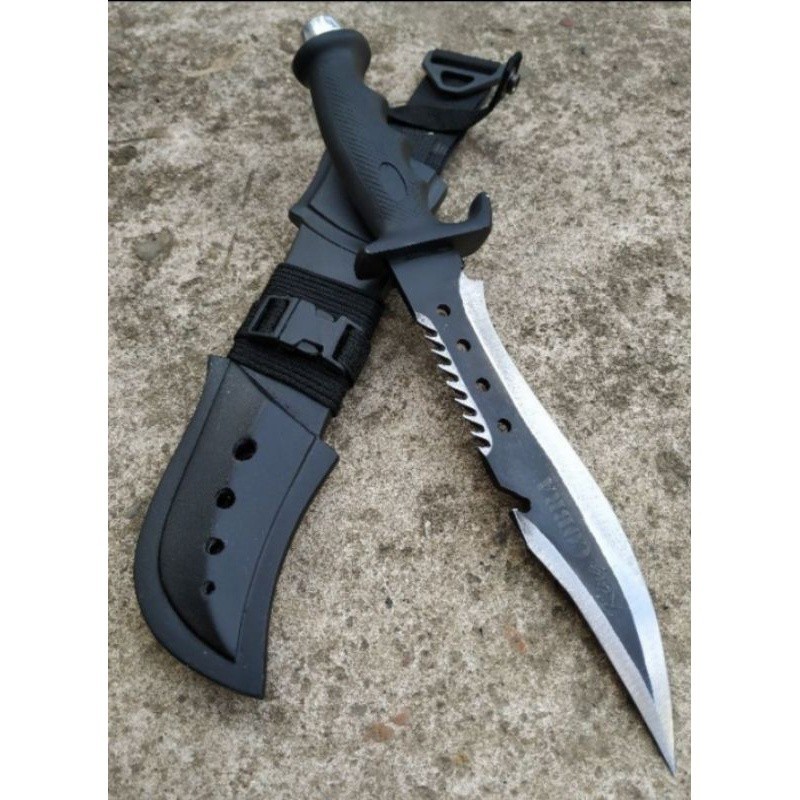 survival multifungsi Pisau Hunting Survival Knop Panjang Total 34,5cm