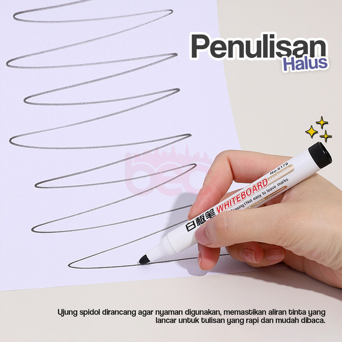 

[BEC] Spidol Papan Tulis Premium Quality Dapat Dihapus | Whiteboard Marker | Spidol Papan Tulis Non Permanen - Hitam