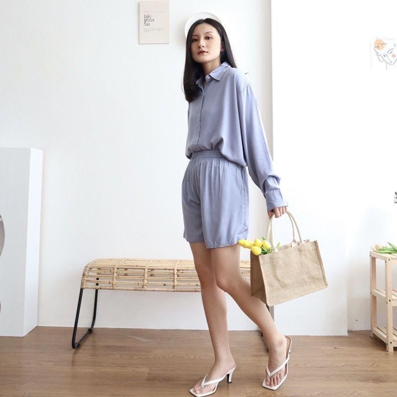 Setelan Rayon Premium Ceza Polos One Set Celana Pendek Nadhifa.Grosir