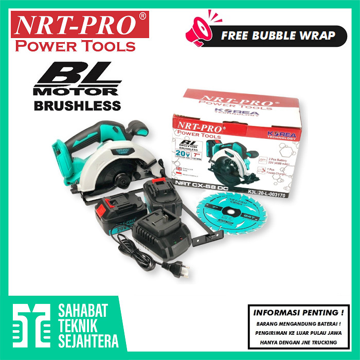 NRT-PRO CX58DC Mesin Circular Saw Cordless 7 Inch Baterai Batre Gergaji Listrik Circle Kayu CX 58 DC