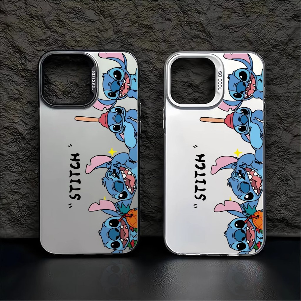 Anime Kartun Stitch Gadis-gadis Baru Niche Pasangan Laser Lucu Casing Pelindung Untuk Iphone 11 Pro 