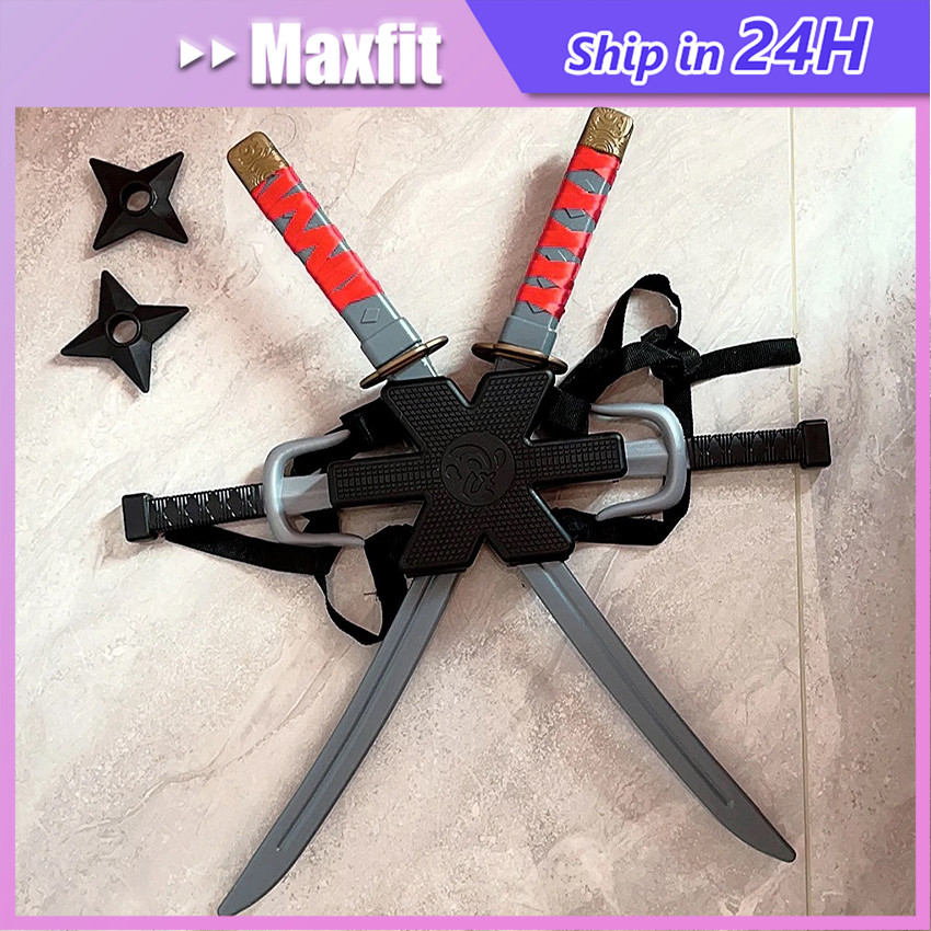 7Pcs Mainan Set Pedang Ninja Cosplay Bodybelt Harness Tempat Penyimpanan Pedang Slot Pedang Slot Kat