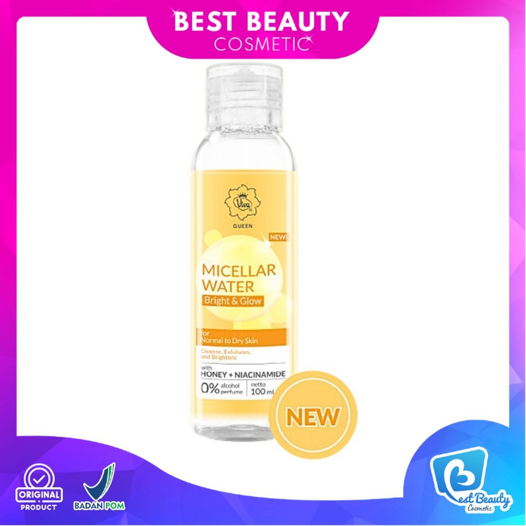 Viva Queen Micellar Water Bright & Glow with NIACINAMIDE & Honey 100ml | Best Beauty Cosmetic