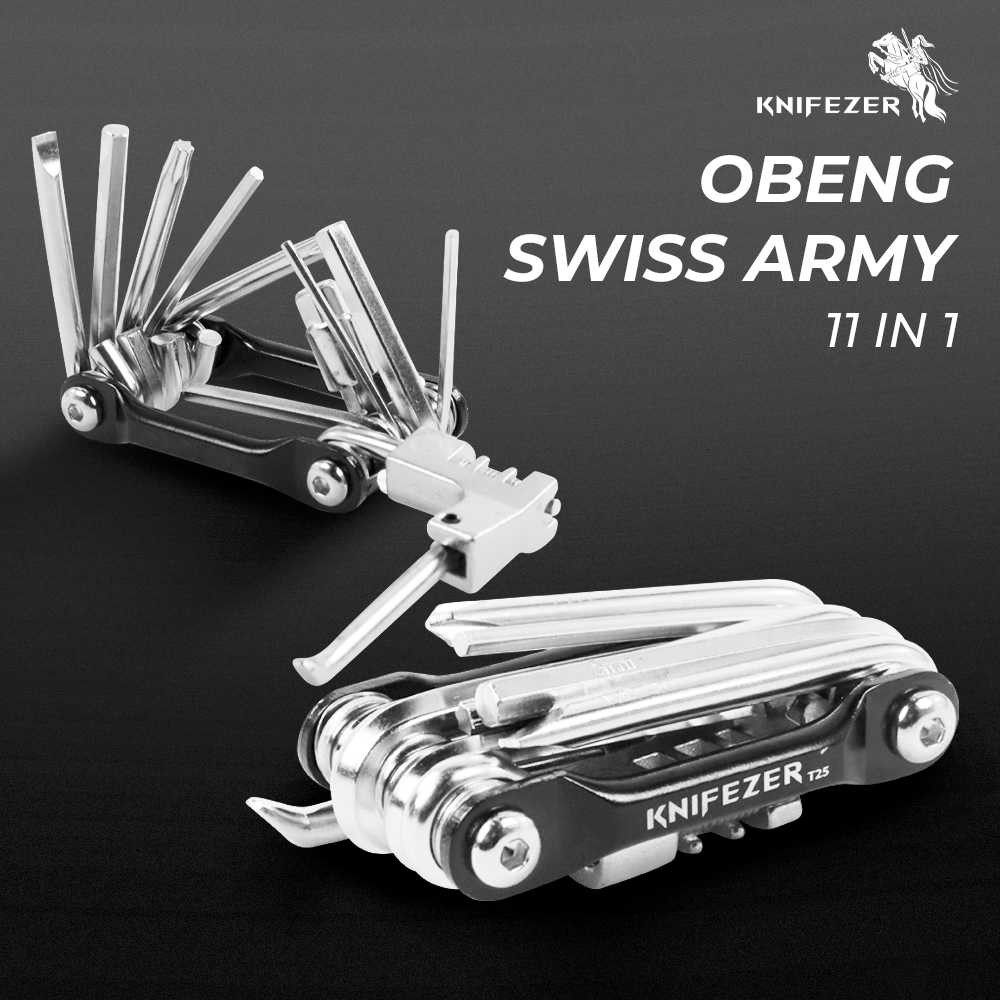 

KNIFEZER Obeng Set Multitool Reparasi Sepeda Swiss Army EDC 11in1 - T25 [Messashop]