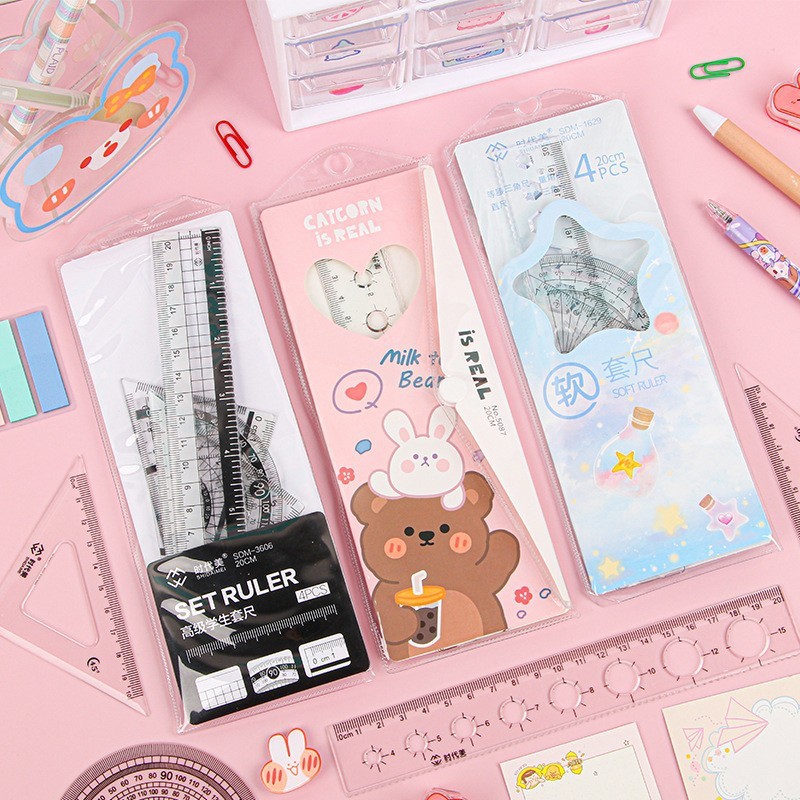 

1SET 4 MODEL PENGGARIS PLASTIK / RULER 1SET ATK