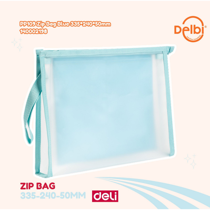 

Deli Zipper Bag A4 Transparant - PP109 PP109 Zip Bag Blue 335*240*50mm BX36