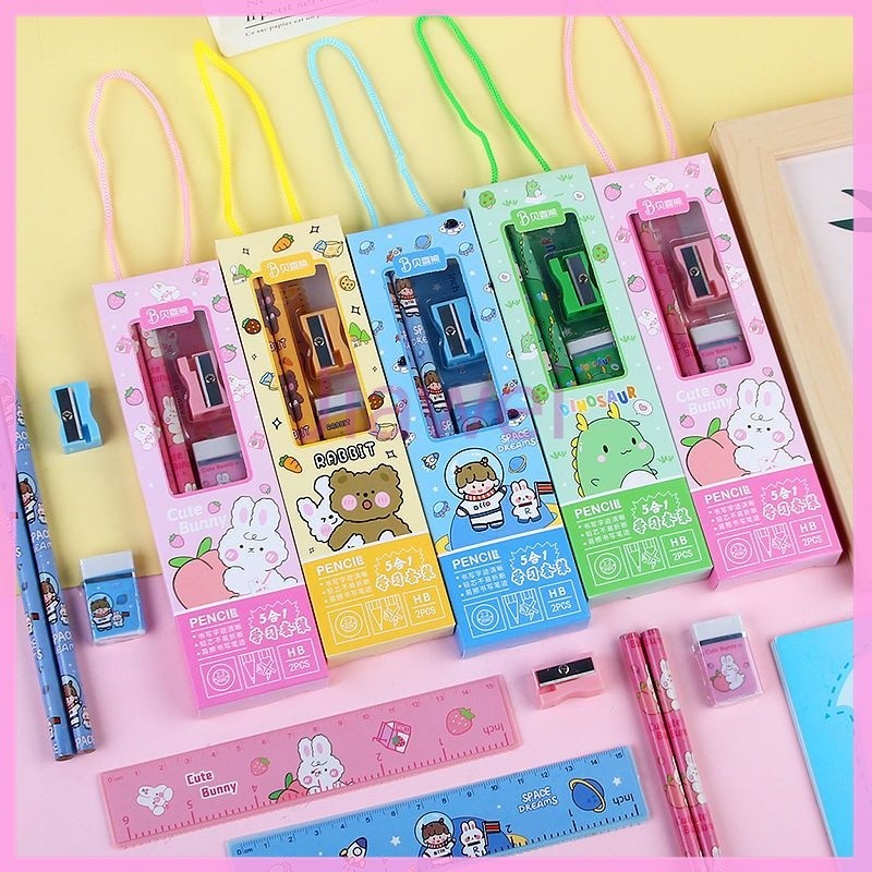 

Jiawei Alat Tulis Set Alat Tulis 5-in-1/ Set Pensil Pola Kartun