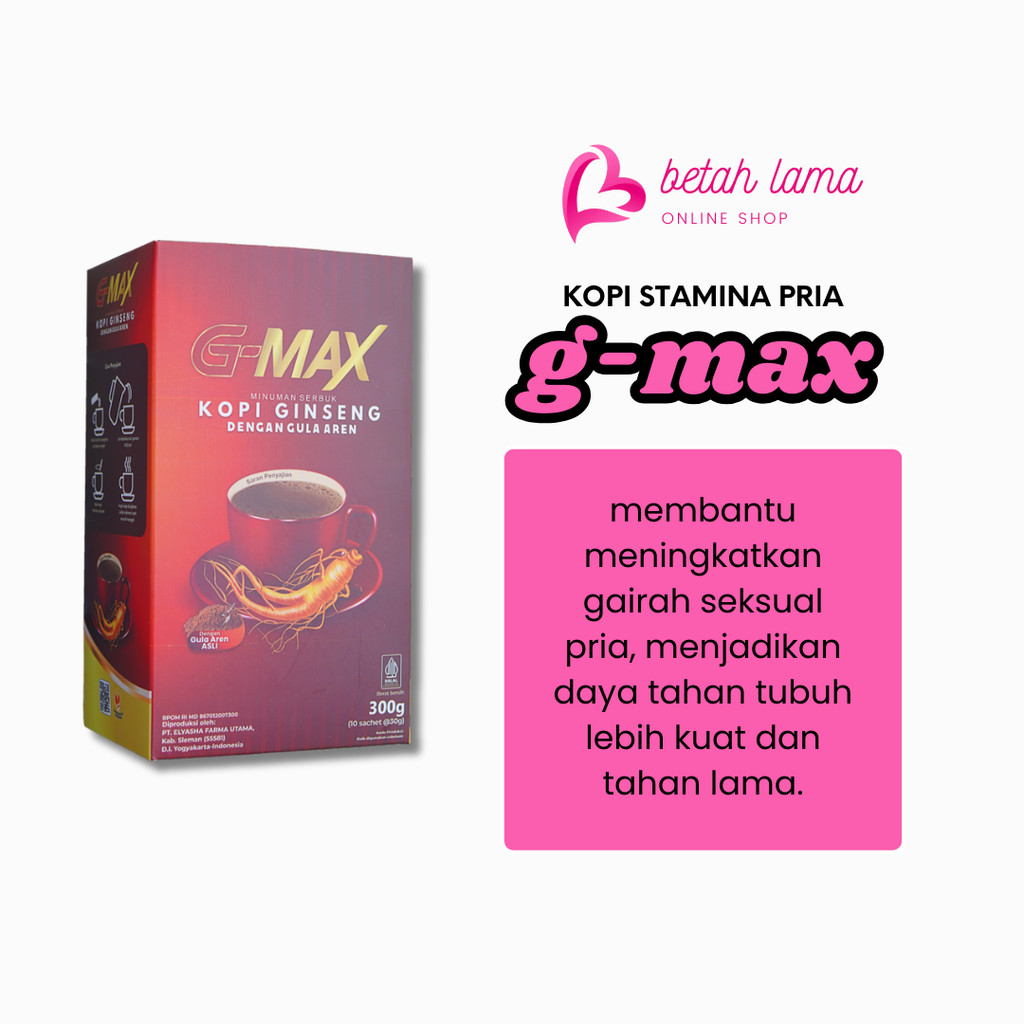 

G-MAX Coffee Kopi Ginseng Stamina Pria Tahan Lama Ecer 1 Box 10 Sachet