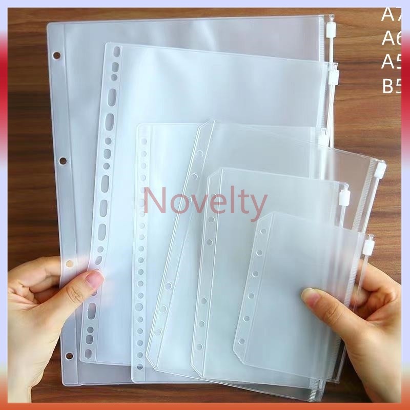 

Novelty Japanese Hand account Book Loose-leaf Storage Bag Zipper bag Accessories/A6/A7/A5/B5 6-hole Transparent Hand Book Bags