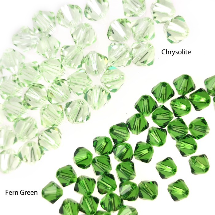 Swarovski Bicone Chrysolite - Payet Jahit Hijau