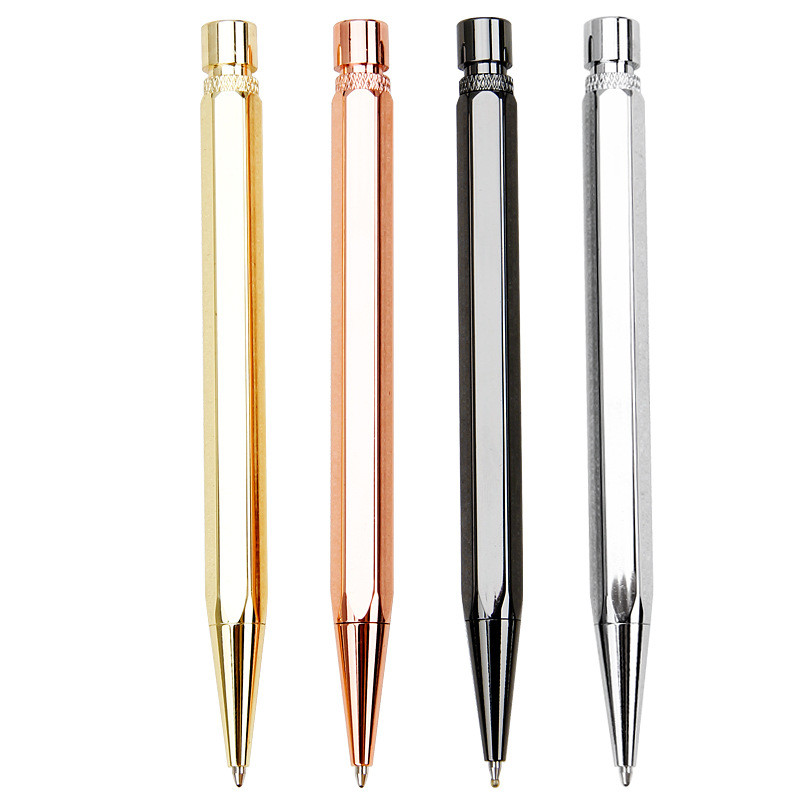

High Grade Gel Pen Rotating Threaded Brass Ballpoint New Gifts Golden Copper Pens Office School Stationery Precious Metal Pen