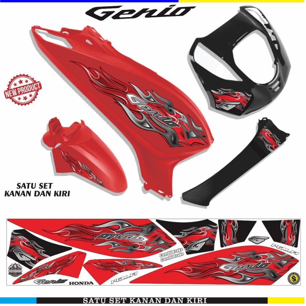 STIKER STIKER MOTOR GENIO / STRIPING VARIASI GENIO / STIKER TERLARIS LIS VARIASI
