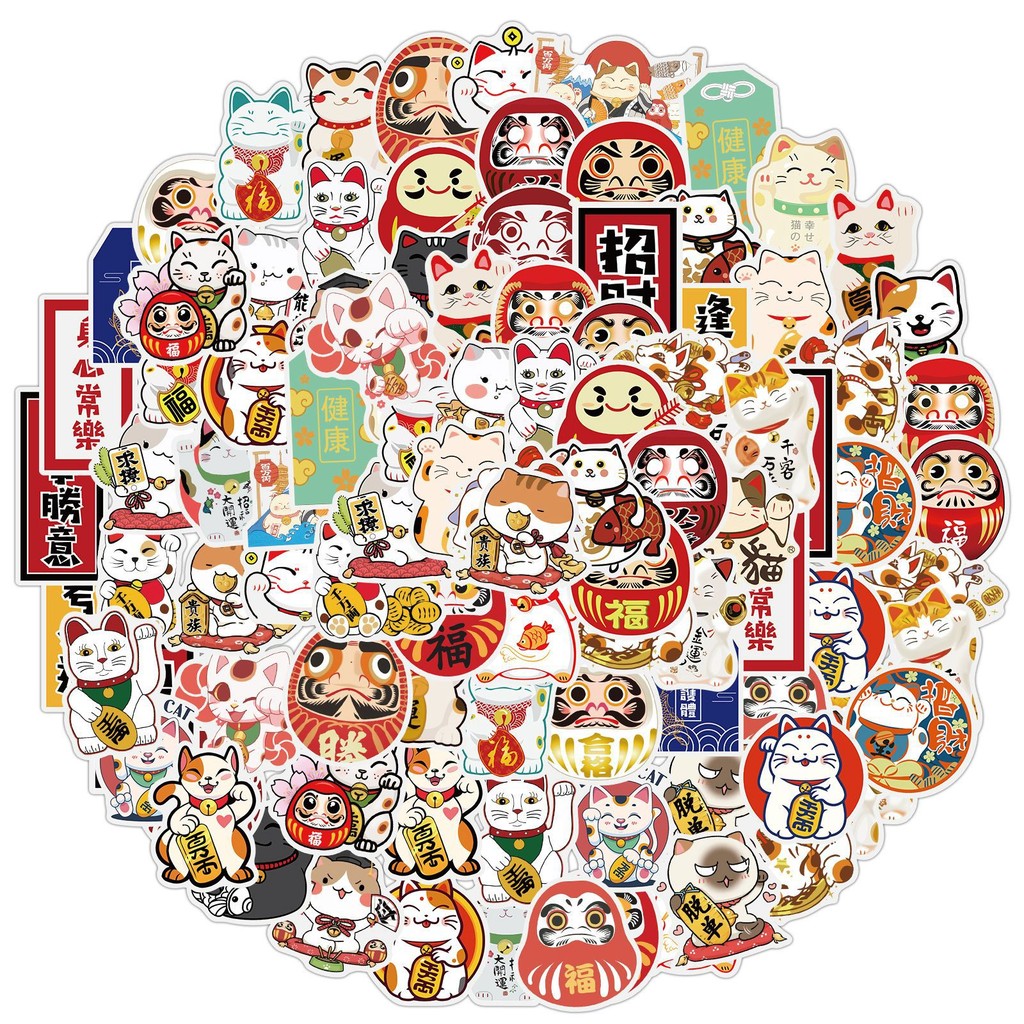 

10/30/50pcs Cute Lucky Cat Stickers Japanese Cartoon Waterproof Skateboard Travel Phone Laptop Luggage Classic Toy Kids Sticker