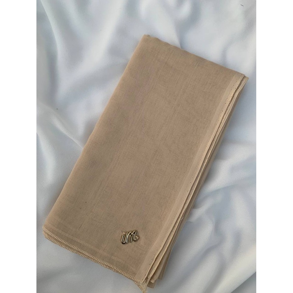 Promo hijab paris (ori) umama metal logo| hijab segiempat paris jadul - Cream