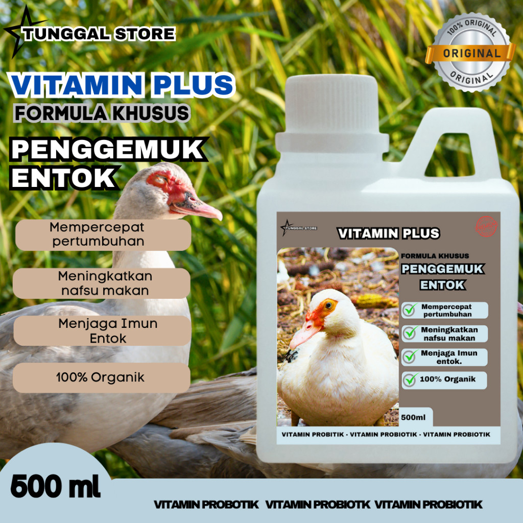Vitamin Plus- Vitamin Booster Penggemuk Entok, Vitamin Perangsang Penggemukan Entok 500 Ml