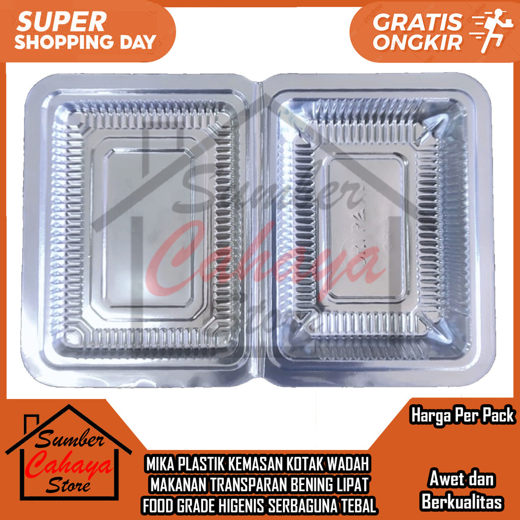 Mika Plastik Pelastik Kemasan Kotak Box Wadah Tempat Alas Makanan Nasi Kuning Kue Puding Bening Tran