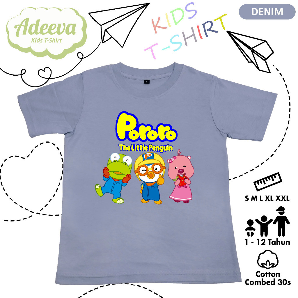 Kaos Karakter Pororo Anak usia 1-12 tahun Baju Karakter Anak Pororo