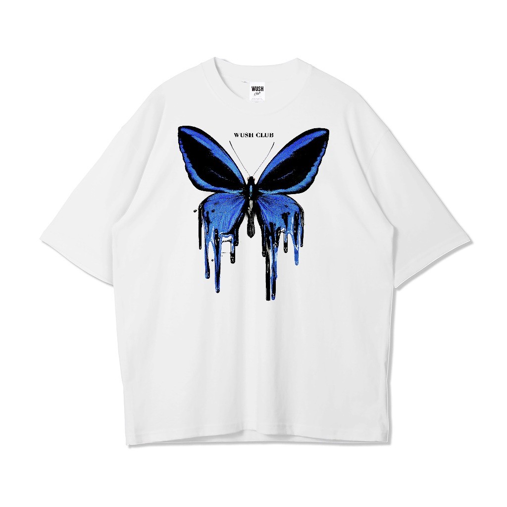 OURSTORY 24S OVERSIZED BAJU KAOS DISTRO PRIA WANITA PUTIH OVERSIZE BUTTERFLY BLUE