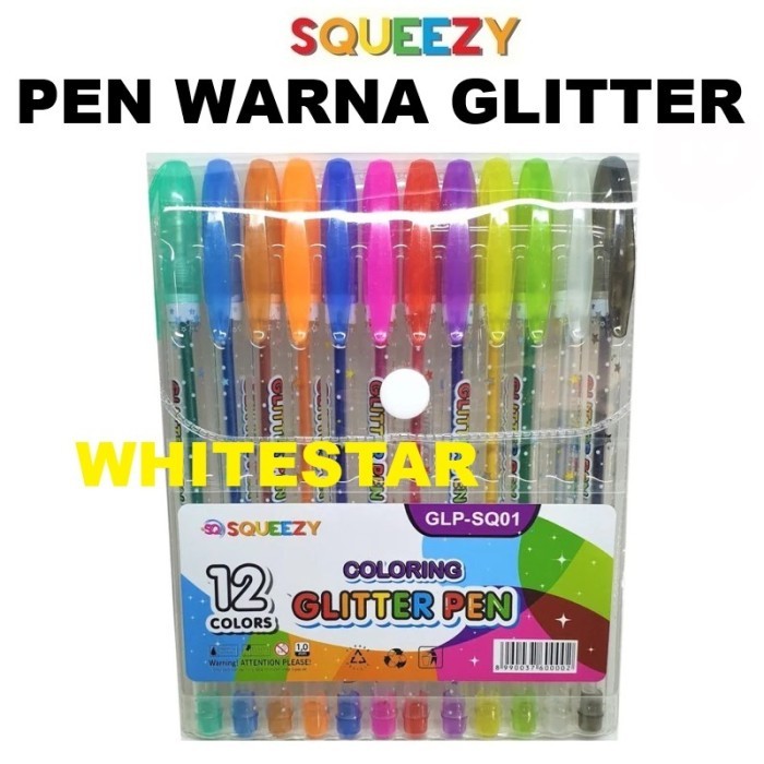 

pulpen / bolpoin / pen glitter 12 warna squeezy
