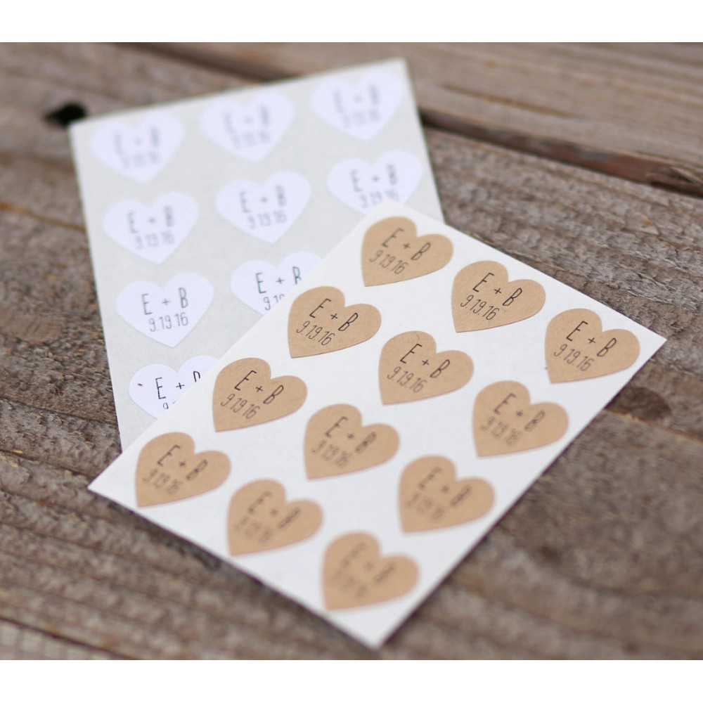 

Custom Personalized Wedding Stickers, Invitations, Candy Favors, Boxes Labels, Birthday, Heart Shape, 100 Pieces, 3-7cm