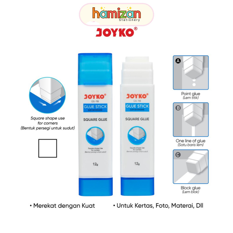 

( 1pcs) Glue Stick Pen Lem Stik Batangan Kotak Gs-118 Gs118 12gr Joyko 1 pcs / Glue Stick Lem Batang Joyko GS-118 12gr Square Glue Murah Berkualitas