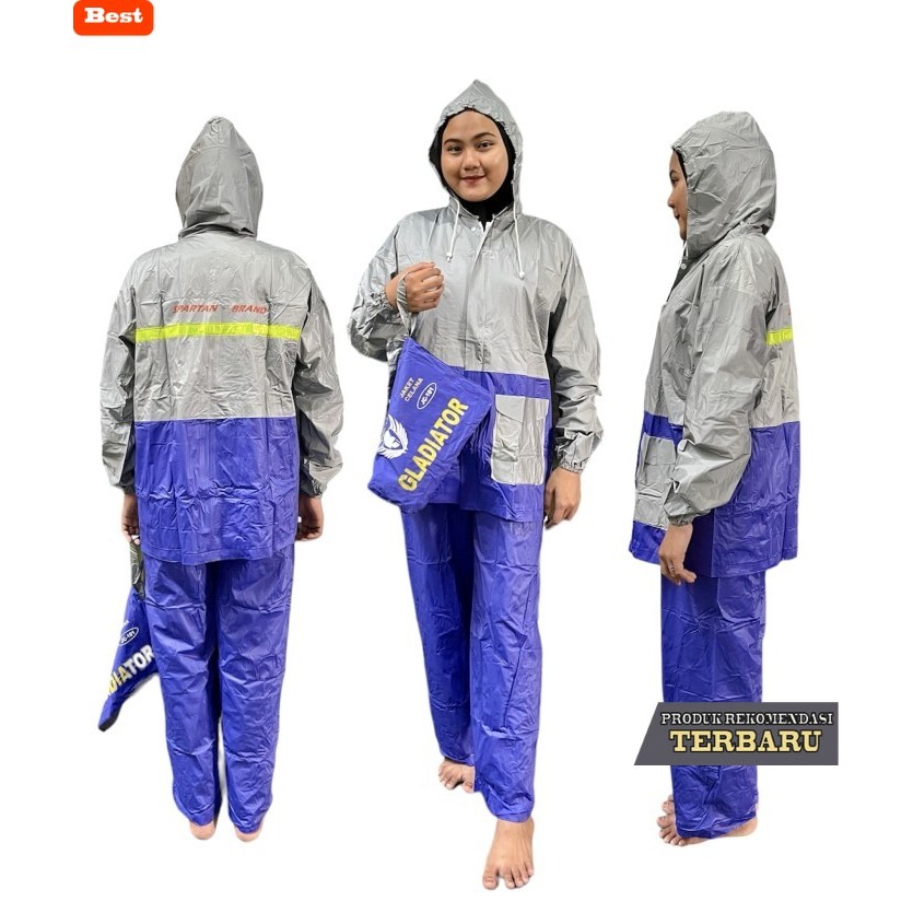 hoodie pria keren Jas Hujan Setelan Jaket Celana Spartan Gladiator JC-101 PVC Lentur Waterproof All 