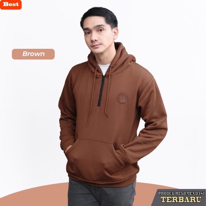 hoodie pria keren Broguy Jaket Hoodie Zipper Pria Wanita Unisex Size M-XXL Brown - BROWN, XXL