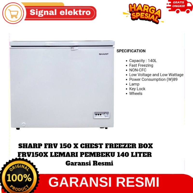 SHARP FRV 150 X CHEST FREEZER BOX FRV150X LEMARI PEMBEKU 140 LITER GARANI RESMI