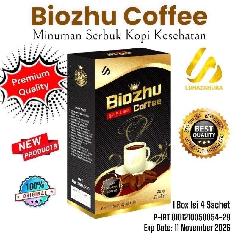 

BIOZHU COFFEE 1 BOX ISI 4 SACHET PREMIUM QUALITY MINUMAN SERBUK KOPI KESEHATAN ORIGINAL LUHAZAHURA