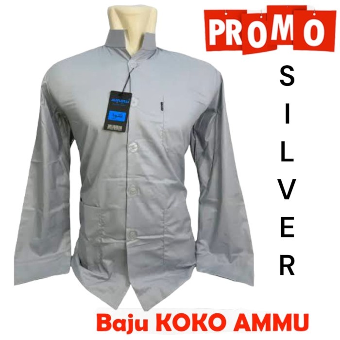 [KOKO Lebaran] BAJU KOKO Ammu amu collection koko  koko pria dewasa koko santri - silver, s