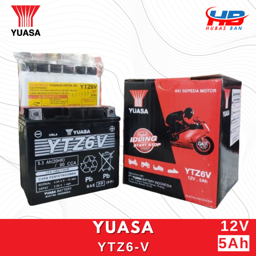 AKI Motor Yuasa YTZ6V Accu Vario Beat scoopy Mio Fino Soul Revo Vega