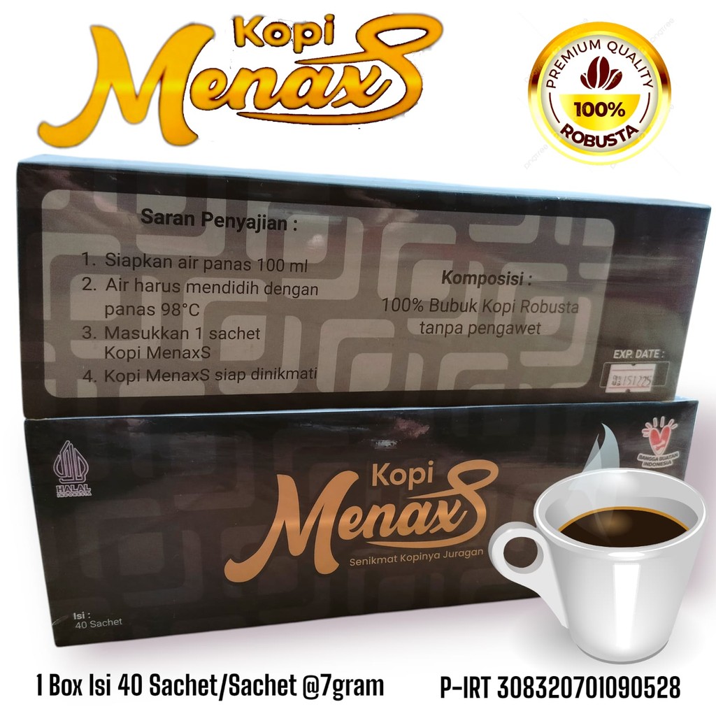 

KOPI MENAXS 1 BOX ISI 40 SACHET ORIGINAL KOPI ROBUSTA MURNI