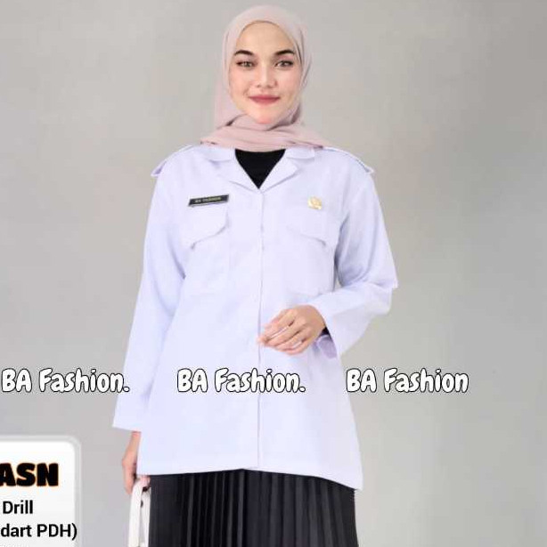 BAHAN PREMIUM / COD BLUS KEMEJA PDH PUTIH WANITA  LENGAN PANJANG / SERAGAM GURU BLUS PPPK / BAJU WAN