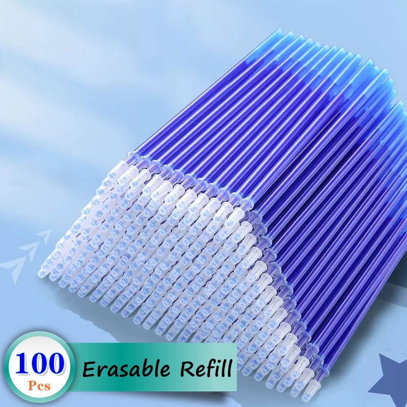 

30/50/100Pcs/Lot 0.5mm Gel Pen Erasable Pen Refill Rod Set Blue Black Ink Shool Washable Handle Writing Stationery Supplies