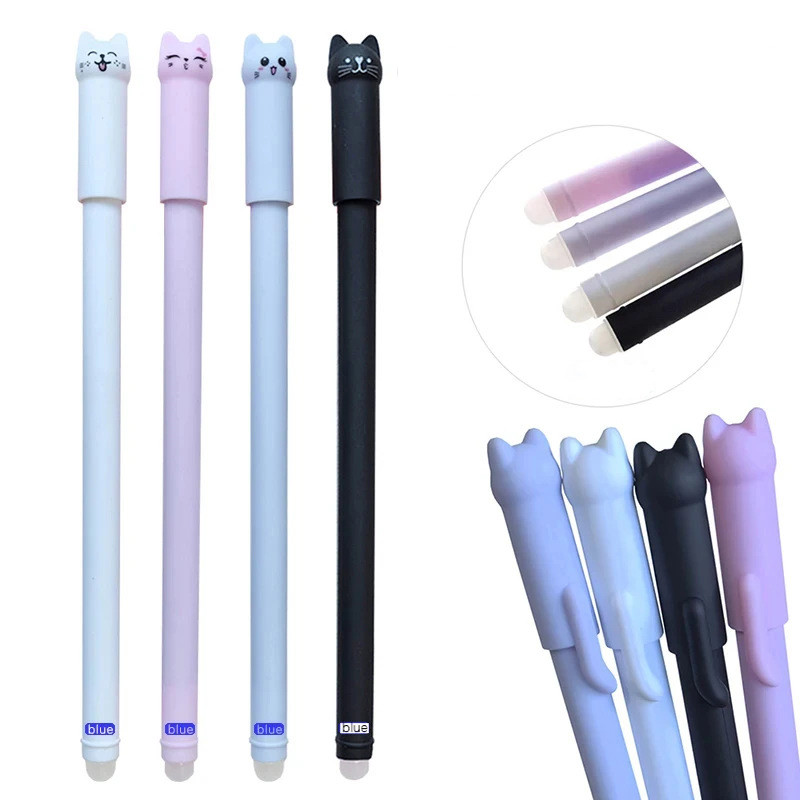 

1 Piece Cute Kawaii Cat Erasable Pen Cartoon Gel Pen Writing Office School Supplies Stationery Creative Sweet Pretty