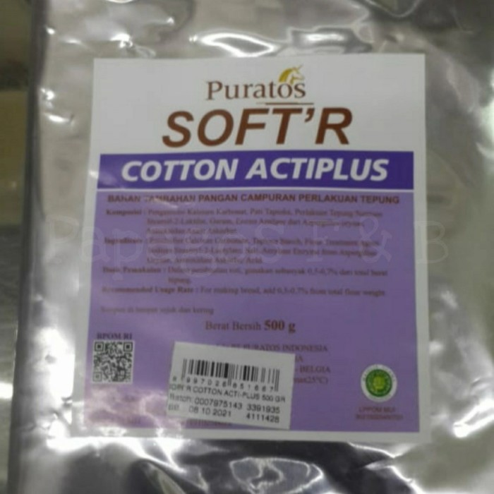 

Pelembut Roti Puratos Soft'r Softr Cotton Acti plus 500 gr / gram
