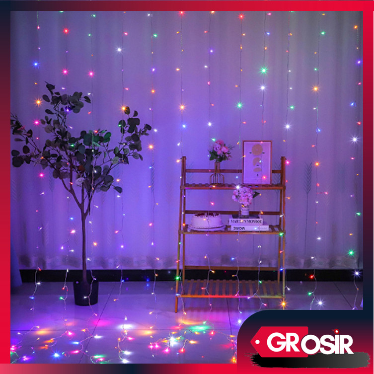 Grosir - L5834 Tumblr Dekorasi / Lampu Natal Tirai LED Lampu Hias Tirai Putih / Biru / Ungu / Pink /