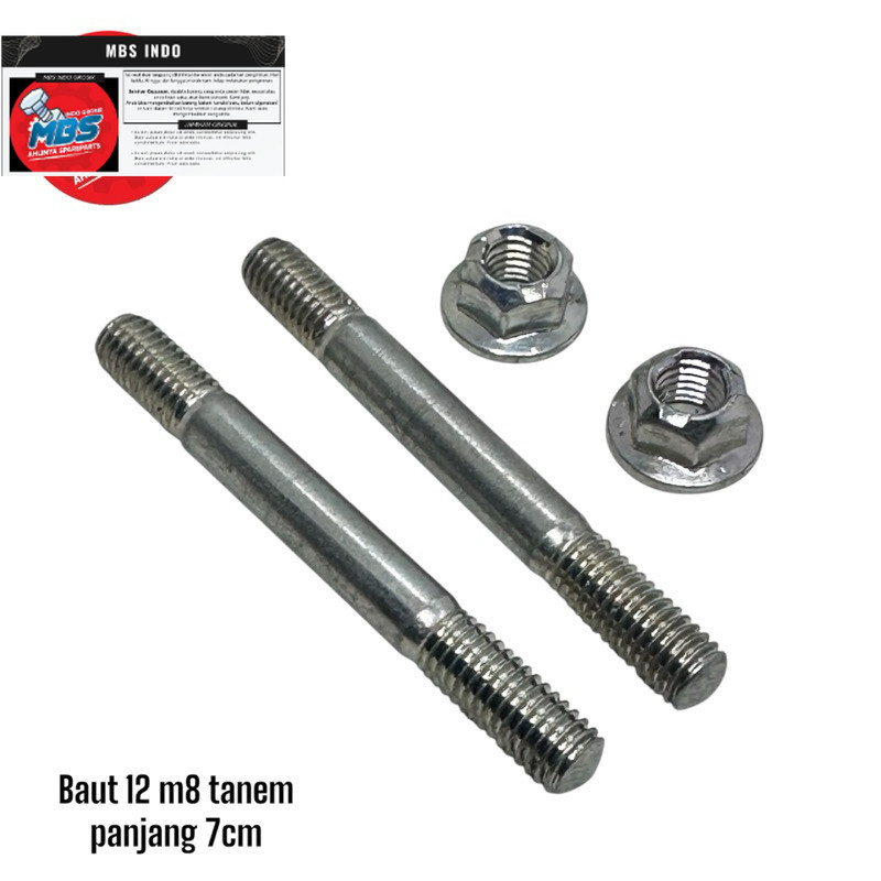 BOS BAUT BAUT 12 TANEM M8 PANJANG 7 cm BAUT ATAS BAWAH DRAT