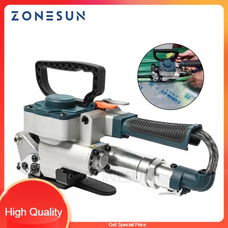 

THE BEST ZONESUN Pneumatic Friction Welding Baler Strapping Machine Air PET Banding Machine Tool For 13-19mm Width PET Straps