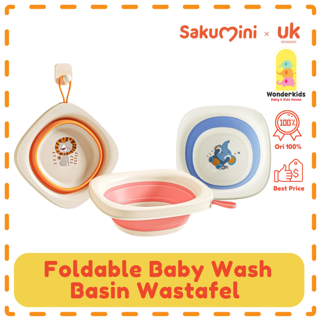 Sakumini Foldable Baby Wash Basin Wastafel Portable Baskom Lipat Serbaguna