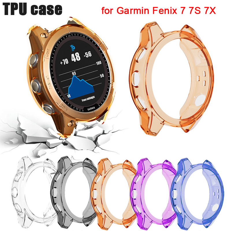 Silicone Case For Garmin Fenix 7 7x 7s 5 5x Protector Frame Clear Rubber Cover SmartWatch For Garmin