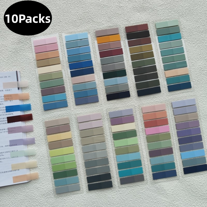 

10Packs 2000 Sheets Transparent Sticky Notes Self-Adhesive For Annotation Books Clear Notepads Memo Bookmarks Pad Tabs