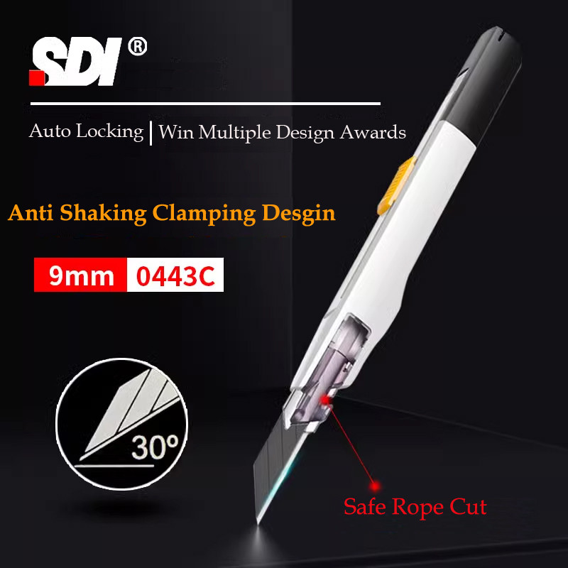 

SDI 9mm Safe Box Cutter,30 Degree Anti-shake Self-Locking Design Utility Knife for Warehouse Home Office,Perfect for curved Cut